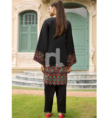 Nishat Linen- PE19-18 Black Printed Stitched Lawn Shirt & Dyed Shalwar - 2PC