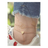Shein- Lotus & Heart Chain Anklet 2pcs