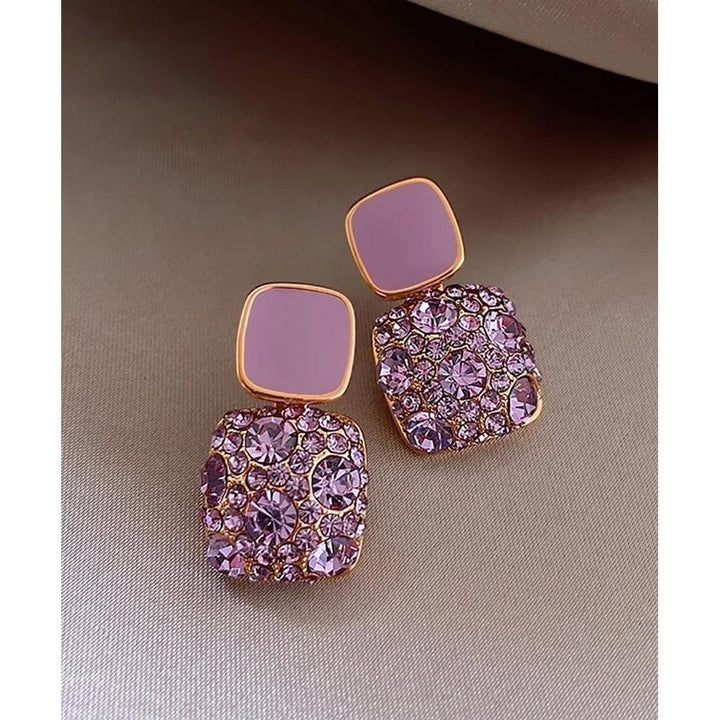 Shein- Rhinestone Geo Decor Earrings