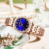 Curren Blue Dial Golden Chain Stainless Steel Watch For Women