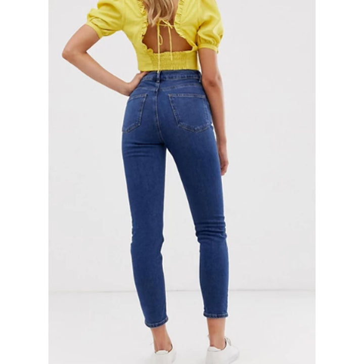 Asos Design- Recycled High Rise Farleigh Slim Mom Jeans in Dark Wash