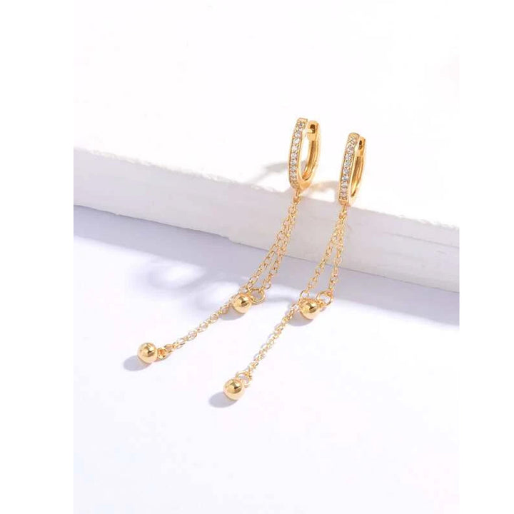 Shein- 18K Gold Plated Zircon Decor Drop Earrings