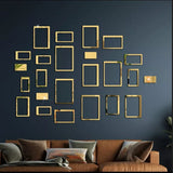 Geometric Rectangle DIY Acrylic Mirror Wall Sticker Golden