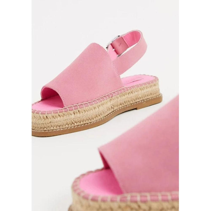 Asos Design- Asos Design Hannah Suede Flatform Espadrilles In Pink