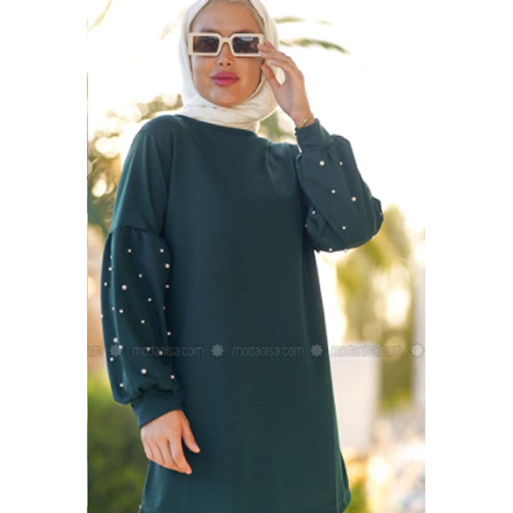 Modanisa- Por La Cara Emerald - Crew neck - Tunic