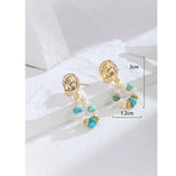 Shein- 14K Gold Plated Natural Pearl Decor Drop Earrings