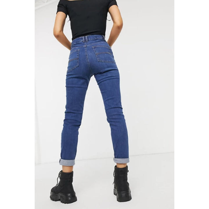 Asos Design- Collusion x011 Slim Mom Jeans In Dark Stone Wash