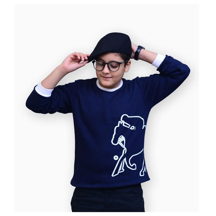 Kids Polo- Sweatshirt Printed - Navy