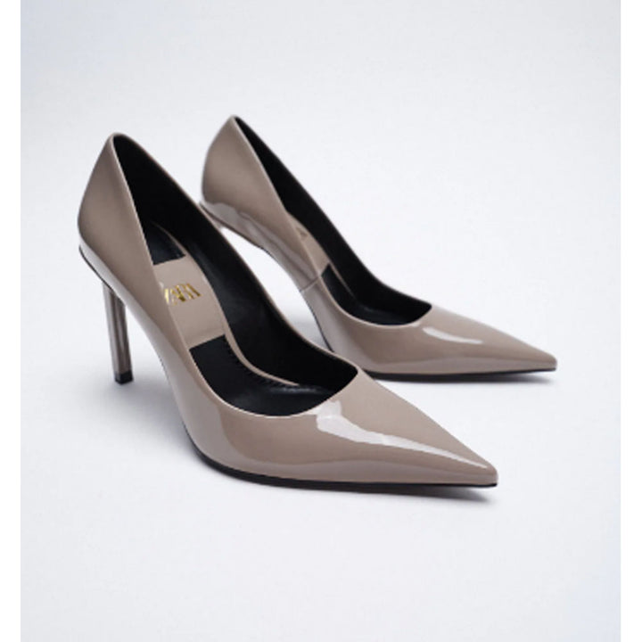 Zara- Faux Patent High-Heel Shoes With Pointed Toe