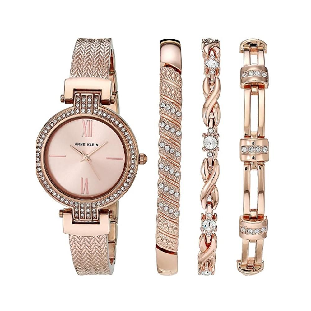 Anne Klein- Womens Swarovski Crystal Accented Watch and Bracelet Set, AK/3584