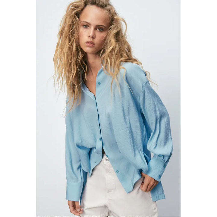 Zara- Oversize Flowing Shirt-  Light blue