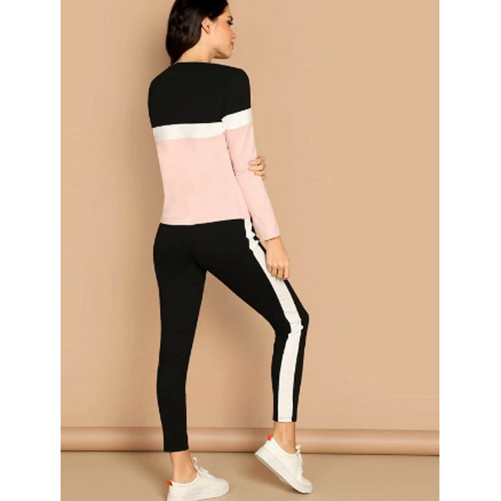 Shein- Colour Block Top & Trousers Set