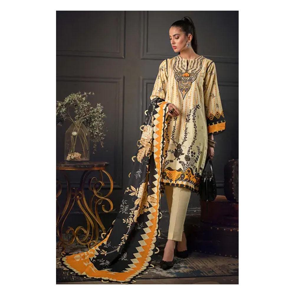 Gul Ahmed- 3PC Unstitched Embroidered Khaddar Suit with Digital Printed Khaddar Dupatta K-12016