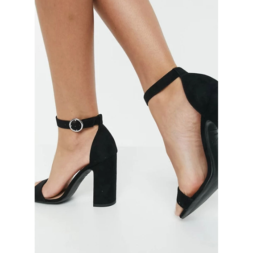 Wide Fit Black Satin Strappy Stiletto Heel Sandals | New Look
