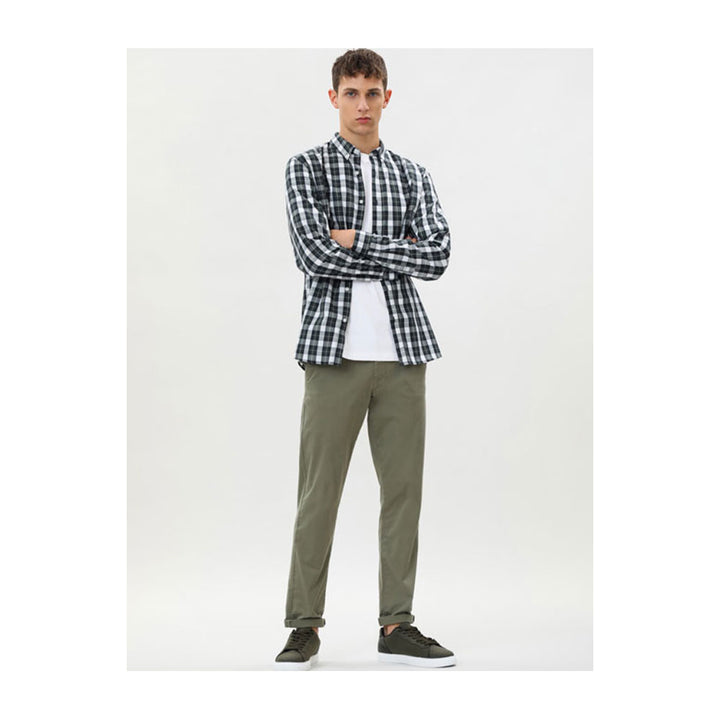 Lefties- Easy-Iron Check Shirt Dark Khaki