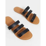 Asos Design- Asos Design Farren Leather Flat Sandals In Black Croc