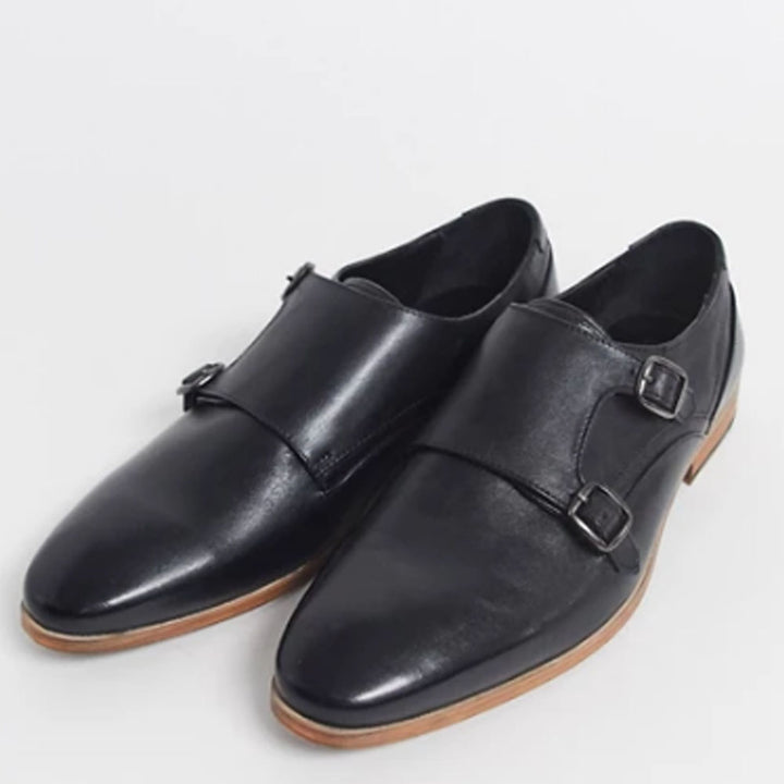 Asos Design- Asos Design Monk Shoes In Black Leather With Natural Sole