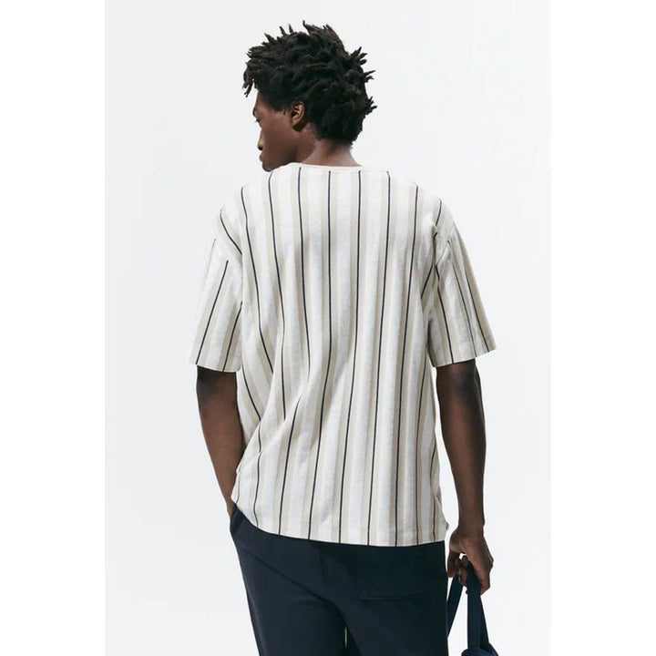 Zara- Vertical Stripe T-Shirt- Ecru