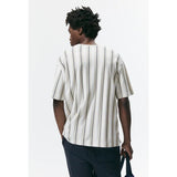 Zara- Vertical Stripe T-Shirt- Ecru