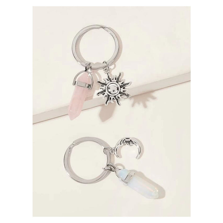 Shein- 2pcs Sun & Moon Charm Couple Keychain