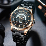 Curren- Quartz Stainless Steel Waterproof Wristwatch For Men- 8381- Black Rose