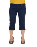 Ignite- Three-Quarter DK Blue Stretch Pants for Women