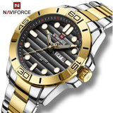 Naviforce - Steel Quartz Wrist Watch For Men With Brand Box NF9198 - Gold