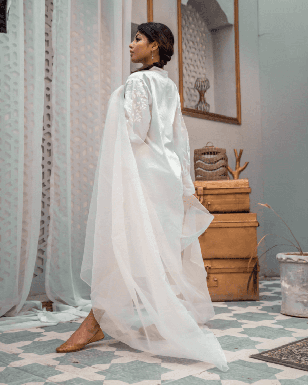 Santoor Raag Bhairvi – White – Three Piece Stitched