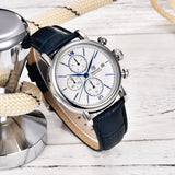 Benyar White Dial Chronograph Strap Watch Blue-White