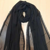 Zardi- Chiffon Dupatta With 4 Sided Lace – Large – Black ZD590