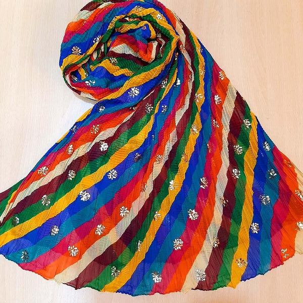 Zardi- Foil Print  Chiffon Crush Dupatta  Multi  ZD600