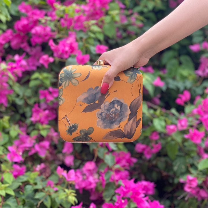 Rabbiya Bags- Mustard Floral Square – Bagallery