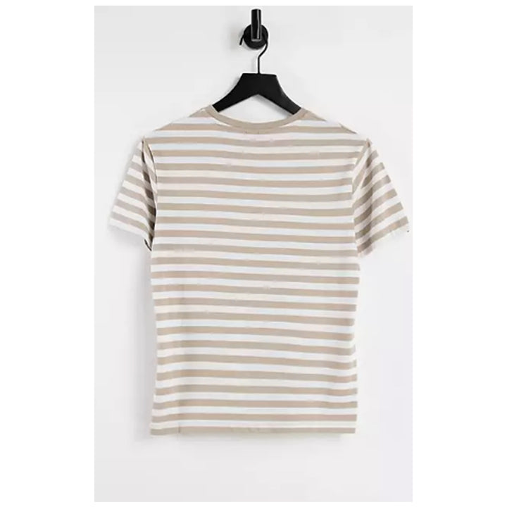 Asos- Design T-Shirt In Brown And White Stripe