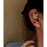 Garnet Lane- Flower & Pearl Zircon Earcuff Pin