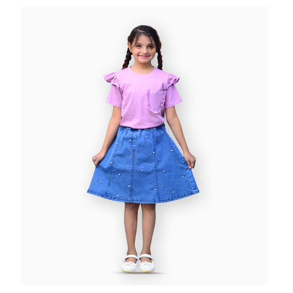 Kids Polo- Ruffled Pockets & Sleeves - Purple