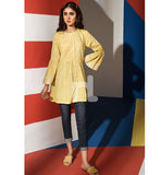 Nishat Linen- FS19-65 Yellow Dyed Embroidered Stitched Fusion Top - 1PC by Nishat Linen priced at #price# | Bagallery Deals