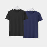 Wf Store- Pack Of 2 Plain Half Sleeves Tees Black+NavyBlue