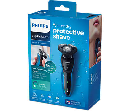 Philips Comfort Cut blade system, 5-direction Flex heads, 30min shaving/8 hr charging, Color: Aquatic Blue-Aquatic Blue-Black