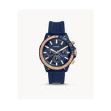 Fossil- Men’s Quartz Silicone Strap Blue Dial 45mm Watch BQ2498