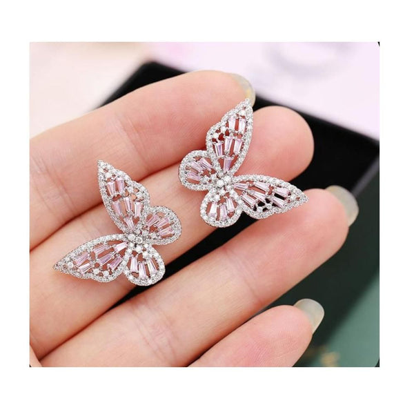 Garnet Lane- Butterfly Zircon Studs - Golden