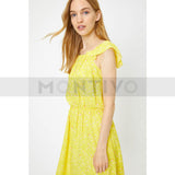 Montivo Yellow Patterned Design Dress