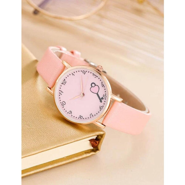 Shein- Round Pointer Quartz Watch- Pink