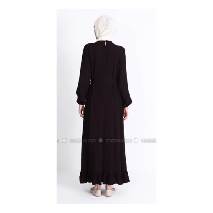 Modanisa- Purple - Crew neck - Unlined - Modest Dress