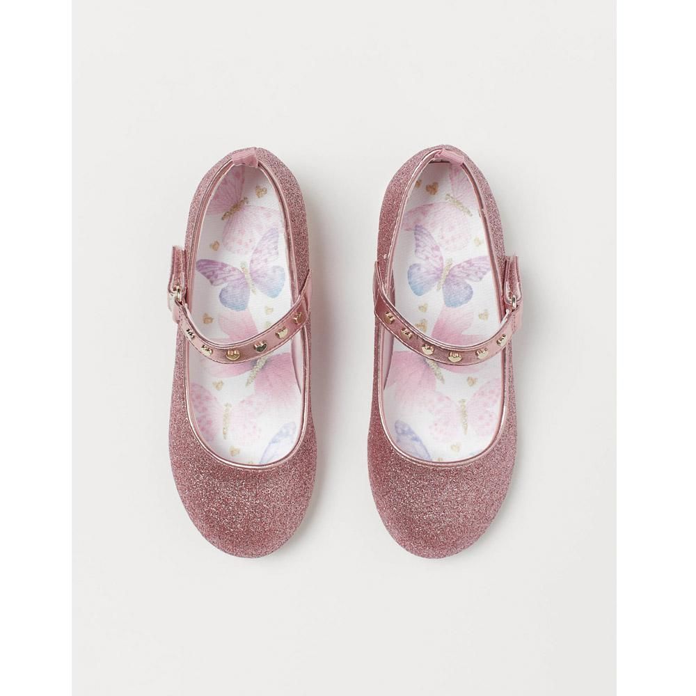 H&M Pink/Butterflies Glittery Ballet Pumps Bagallery