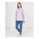 Modanisa- Pink - Floral - Point Collar - Blouses