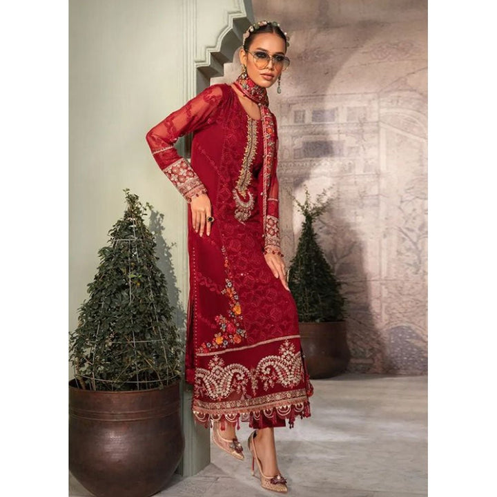 Maria B Unstitched Chiffon - MPC-22-201-Ruby Red