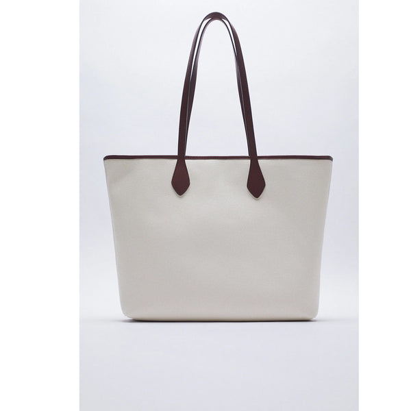 Zara- Canvas Tote Bag- Beige