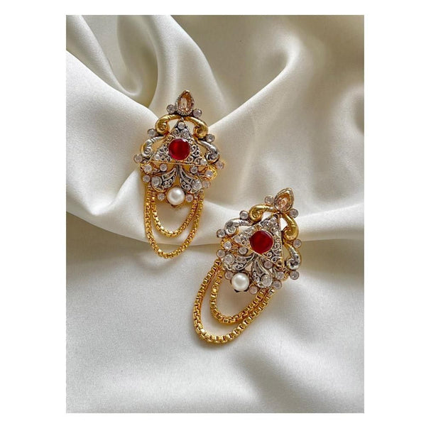 Jewels by Noor- Maroon Chain Earrings