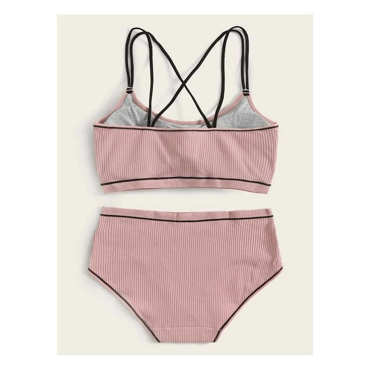 Shein- Rib Criss Cross Lingerie Set