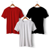Wf Store- Pack Of 3 Plain Half Sleeves Tees Black+Red+White
